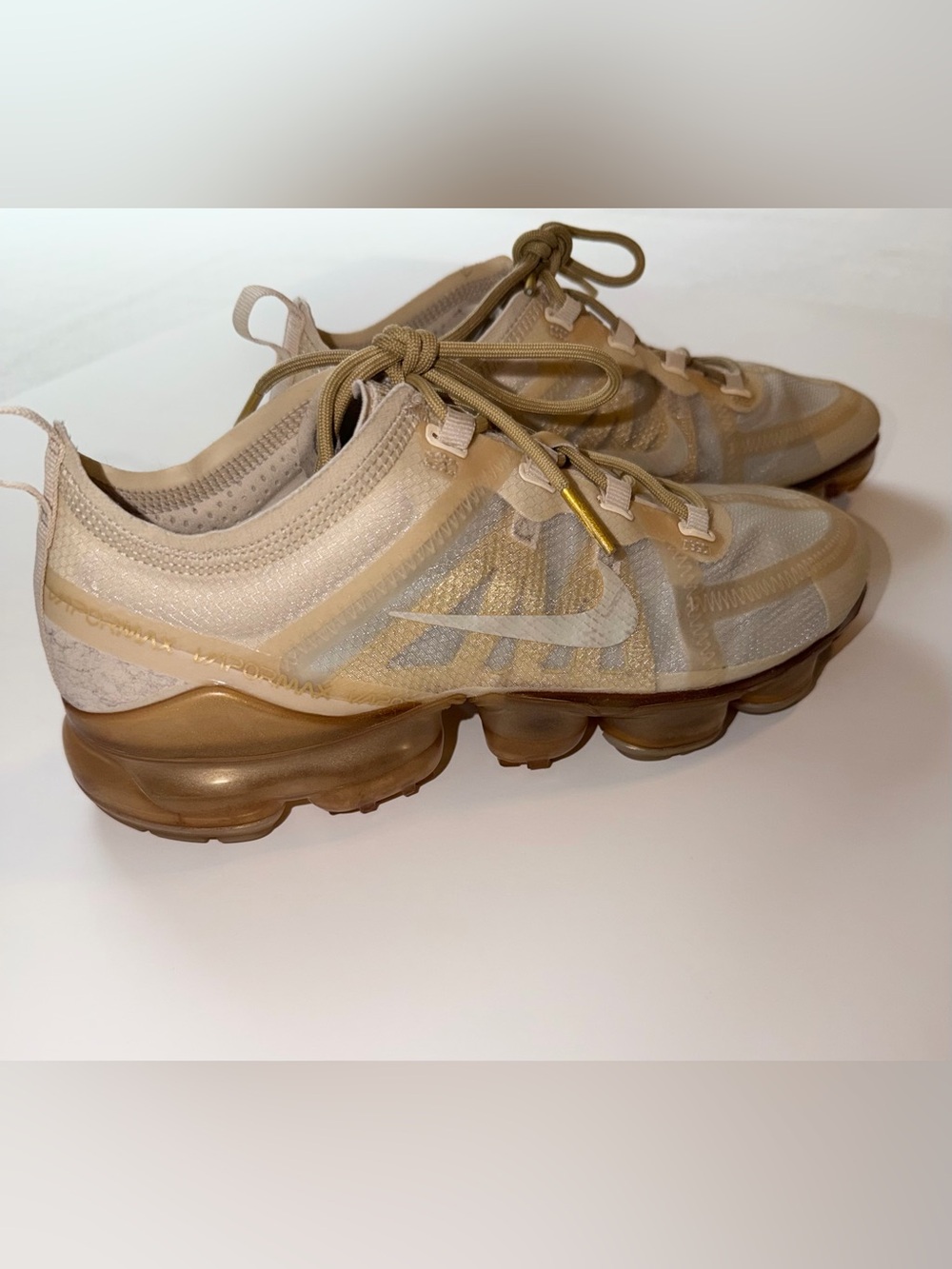 Nike Women’s VaporMax Neutral Beige and Gold Sneakers